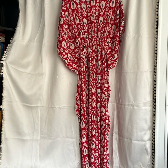 NWT Rujuta Sheth Anthropologie One Size Kaftan Dress Red Pattern - Picture 3 of 8